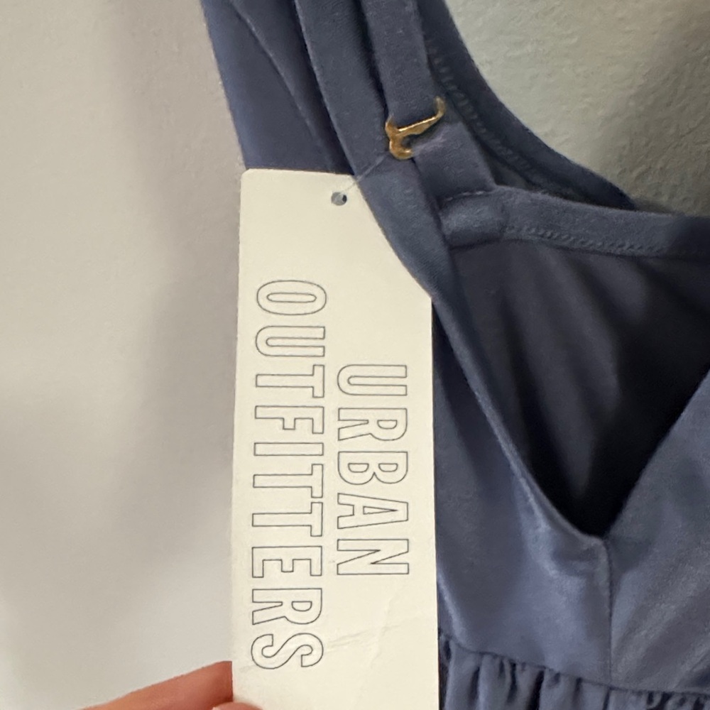 Urban Outfitters Deep Blue Plunging Wide-Leg Jumpsuit - Picture 3 of 5